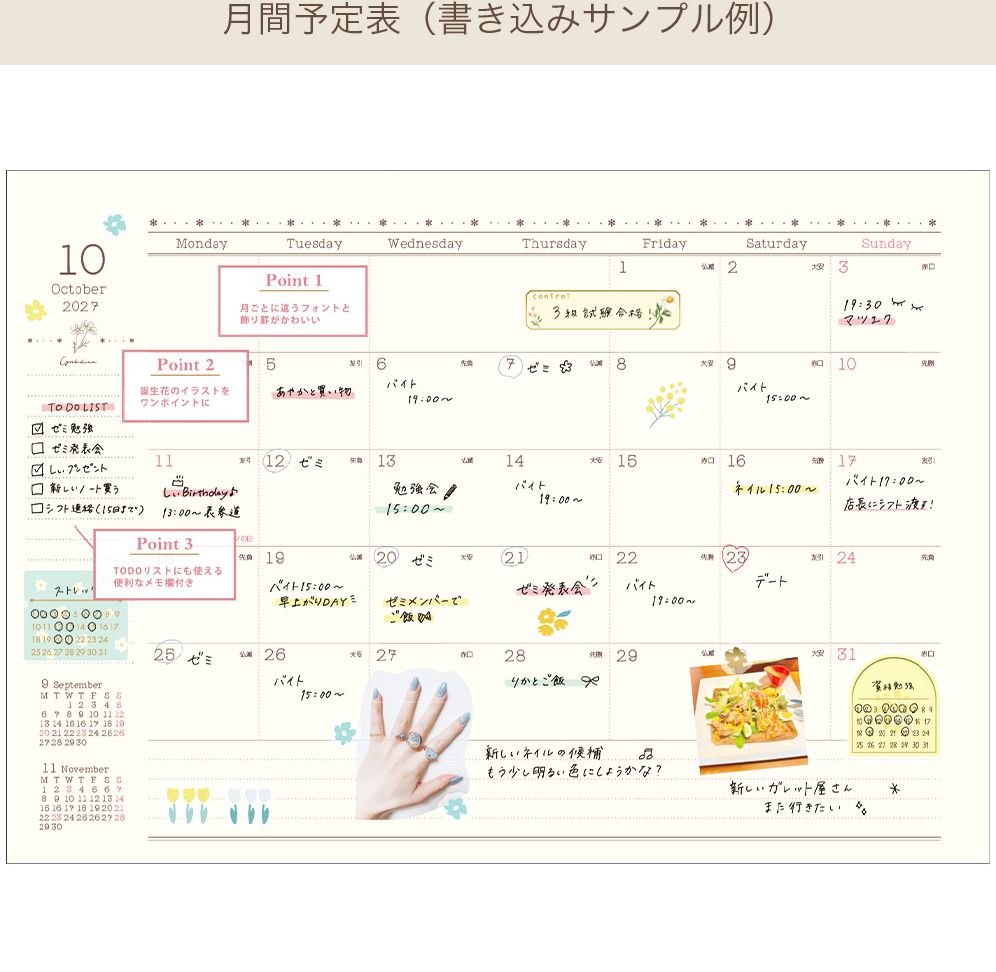 2027 Monthly Diary B6 Puchi Fruits Pink