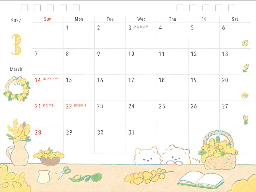 2027 Midori Desk Calendar Ring Dog M Size