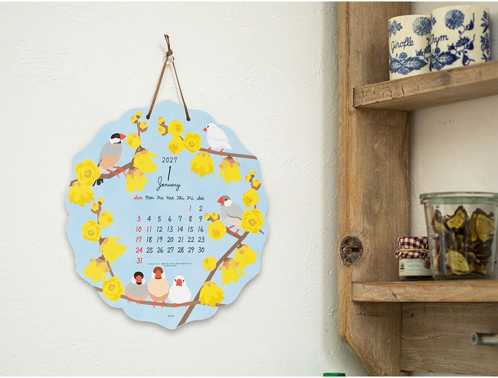 2027 Midori Calendar Wall Hanging Die Cut Bird