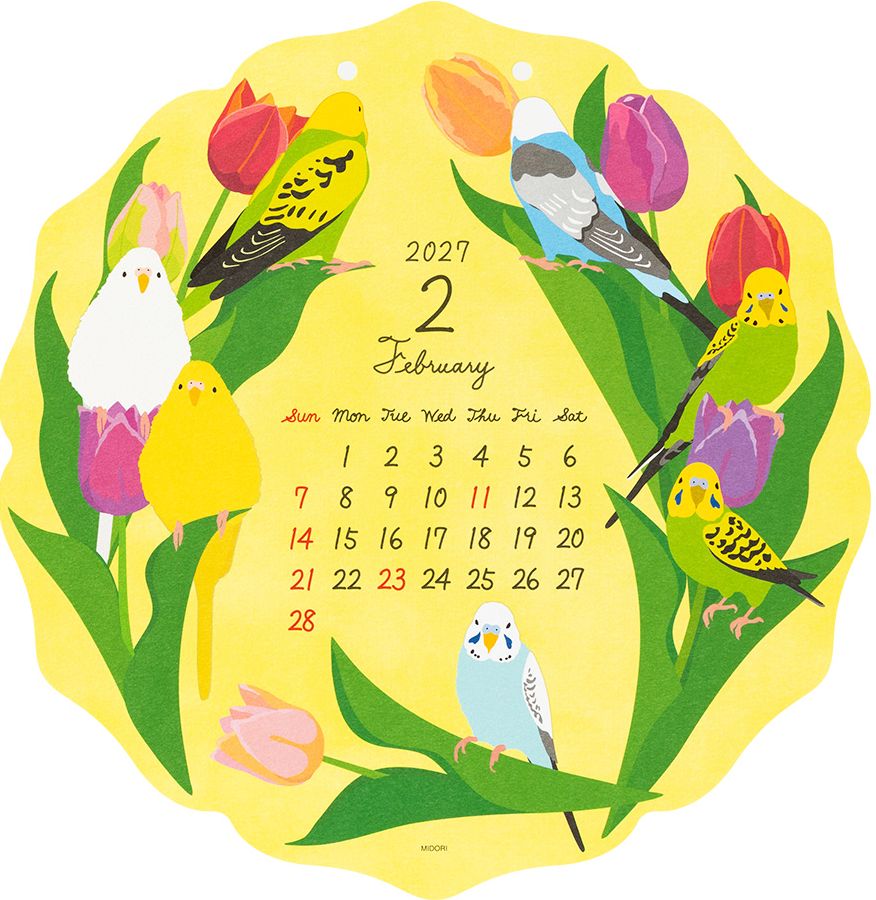 2027 Midori Calendar Wall Hanging Die Cut Bird