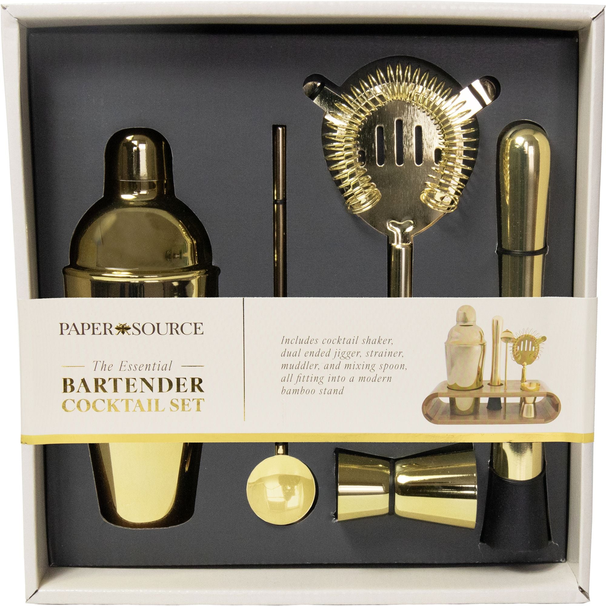 Cocktail Set with Bamboo Stand | Paper Source