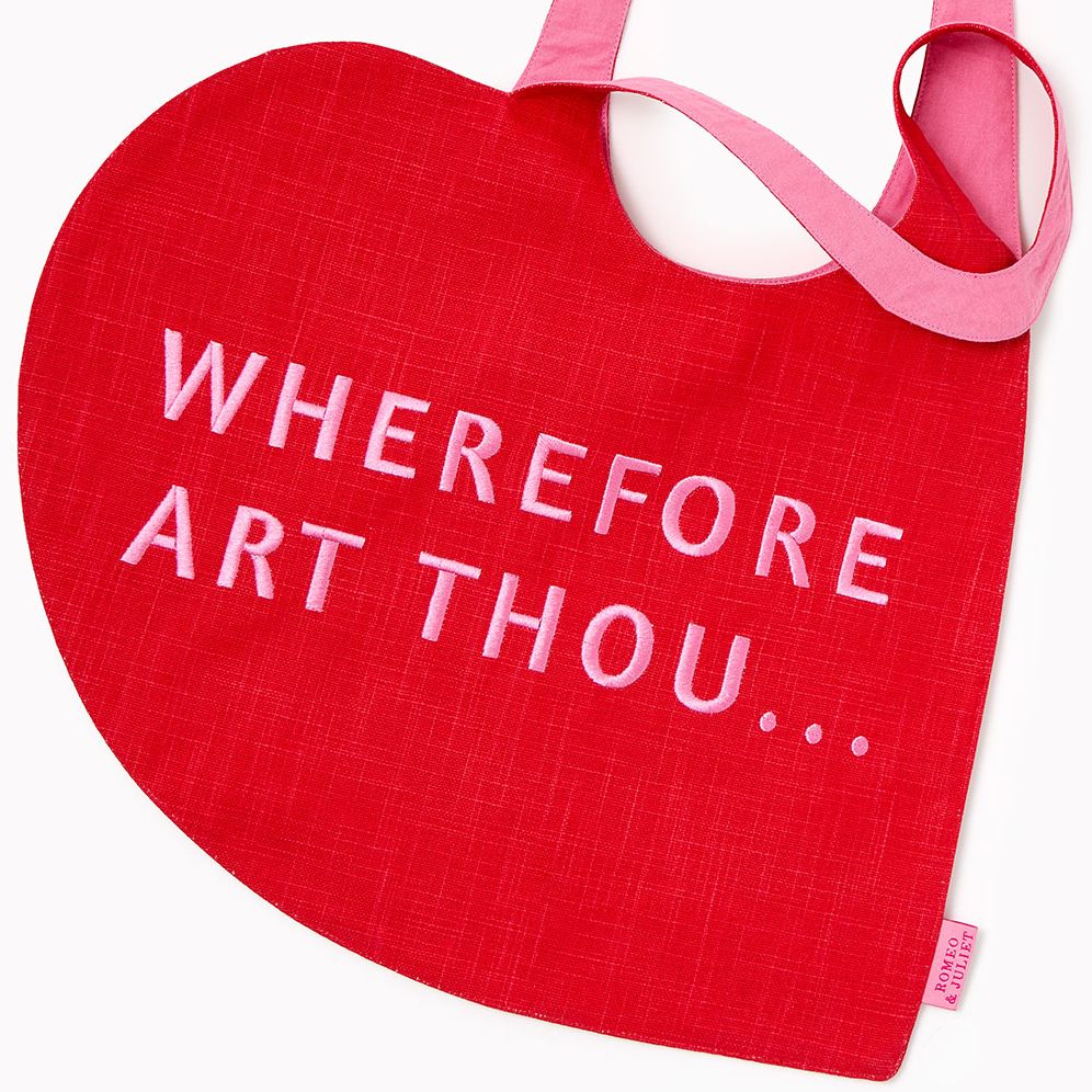 Romeo and Juliet Wherefore Art Thou Heart Tote Bag