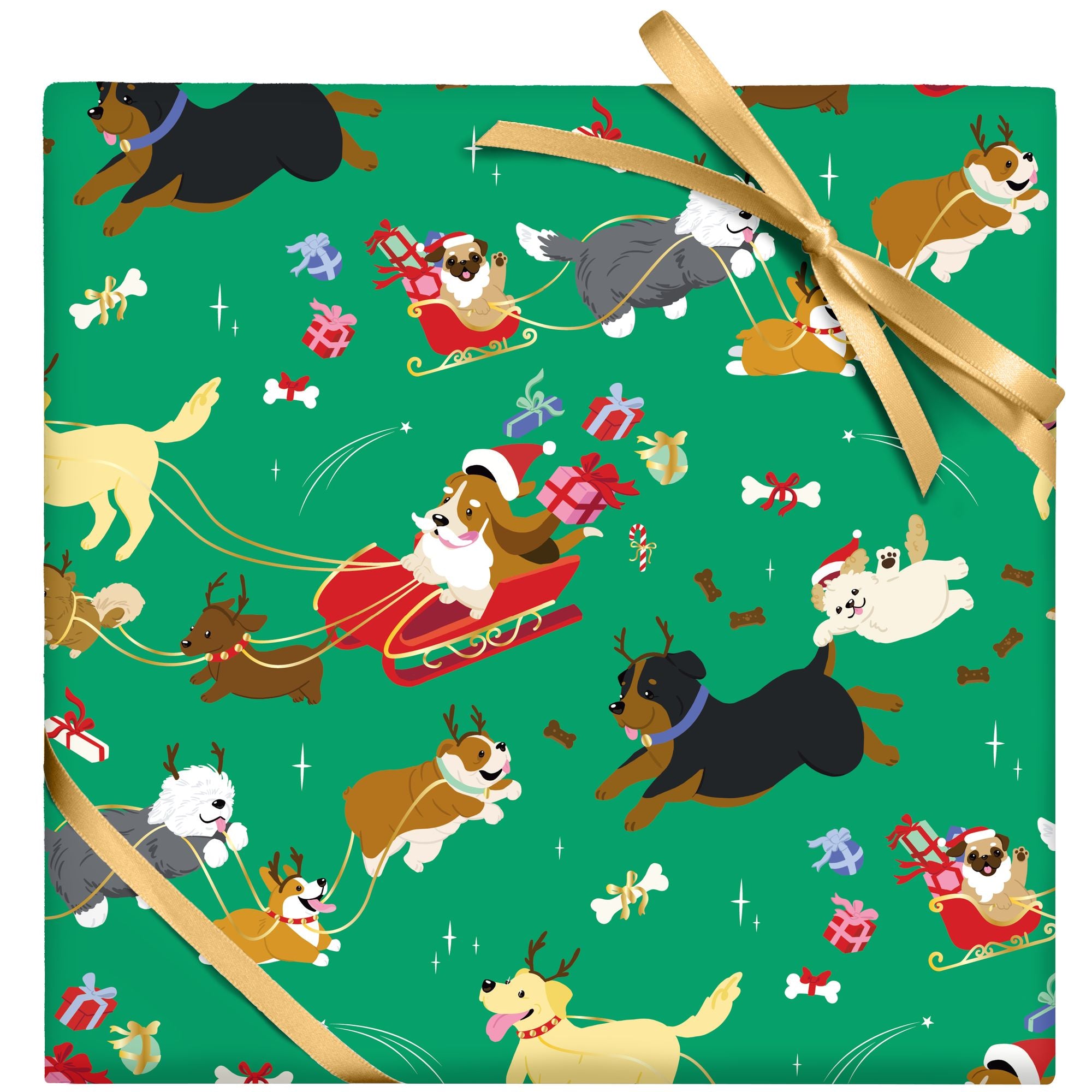 Santa Paws Dogs Flat Wrap