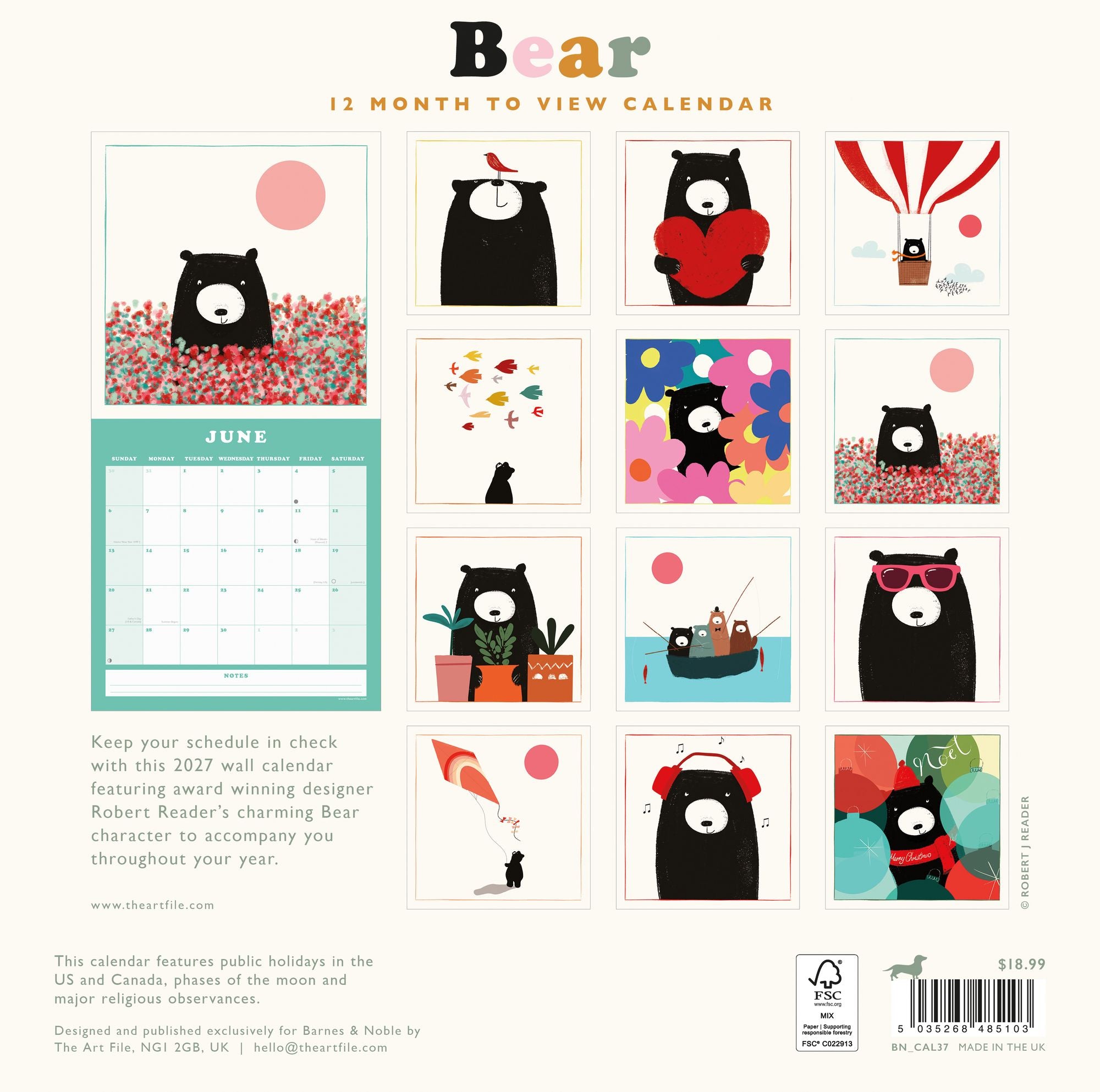 2027 Bear Wall Calendar
