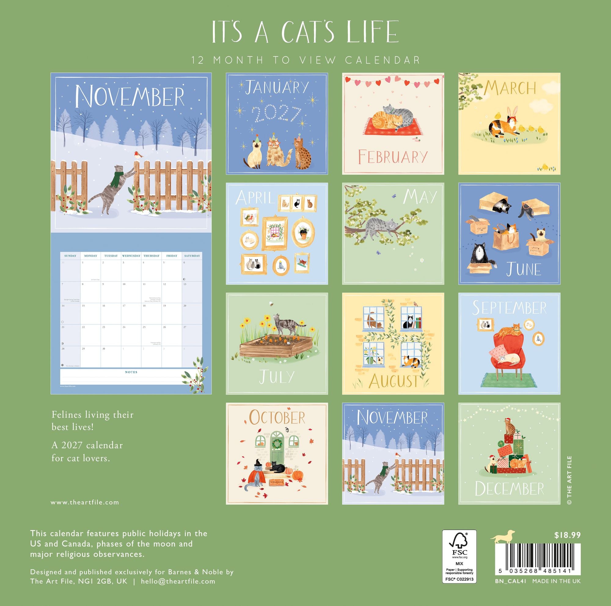 2027 It's a Cat's Life Wall Calendar