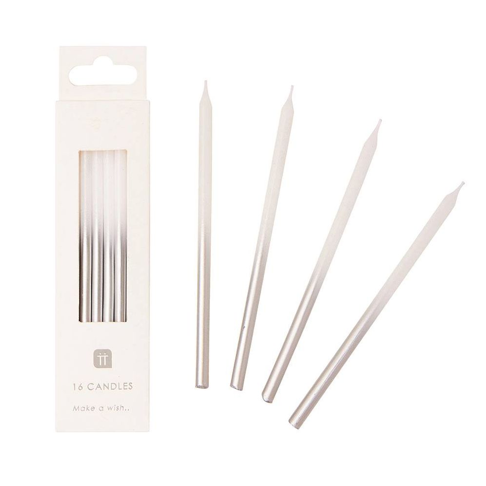 Tall Silver Metallic Ombre Candles