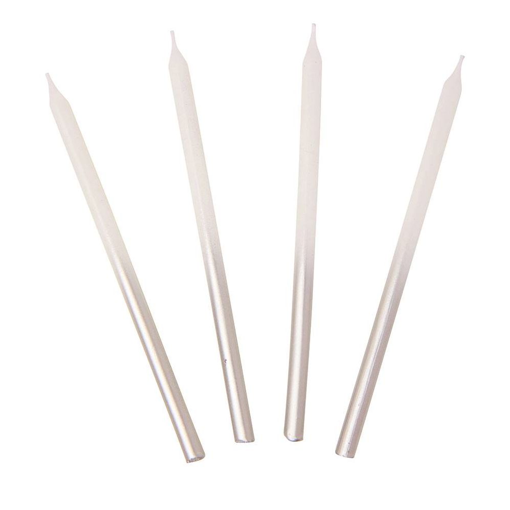 Tall Silver Metallic Ombre Candles