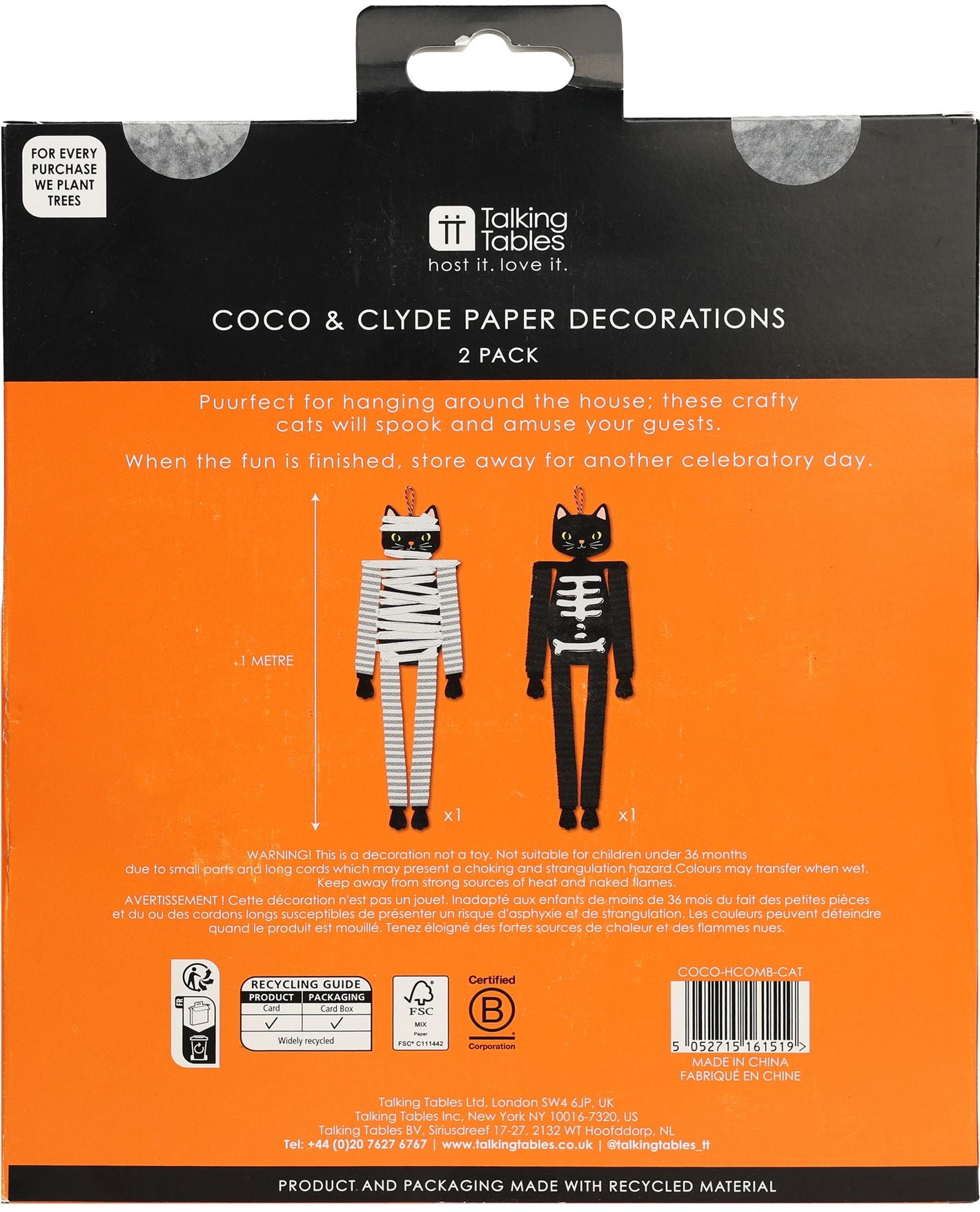 Coco & Clyde Cats Honeycomb Door Hang Set of 2