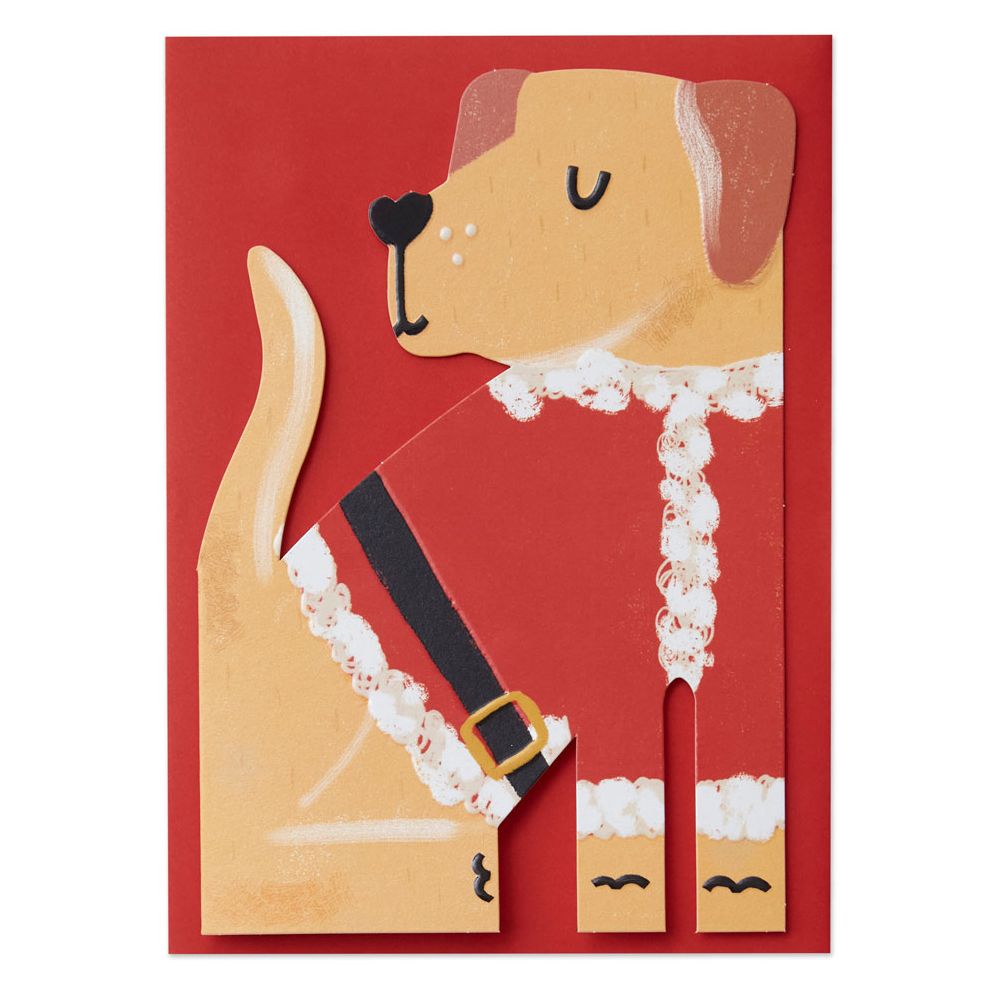Golden Labrador Santa Christmas Card