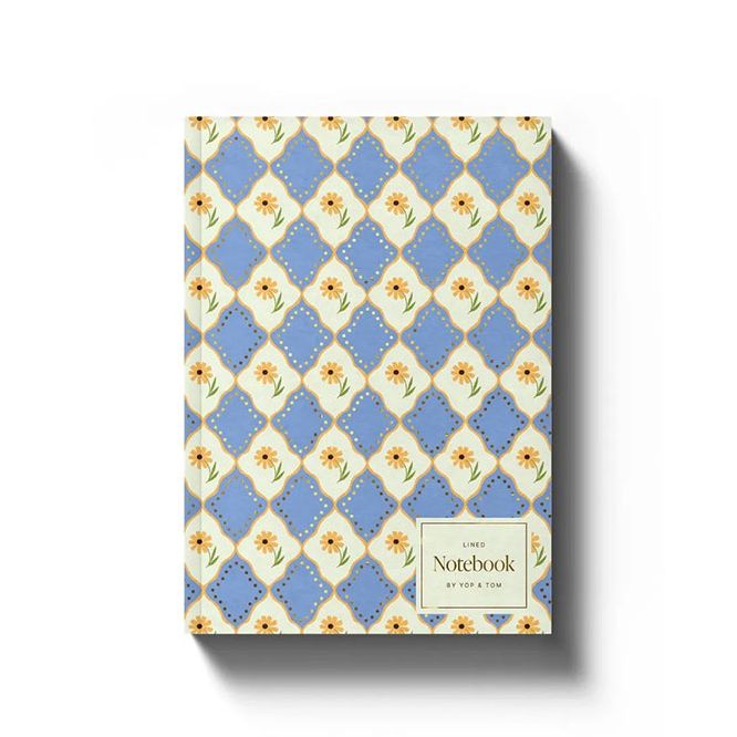 A5 Softcover Lined Notebook - Blue Flowers by Yop & Tom