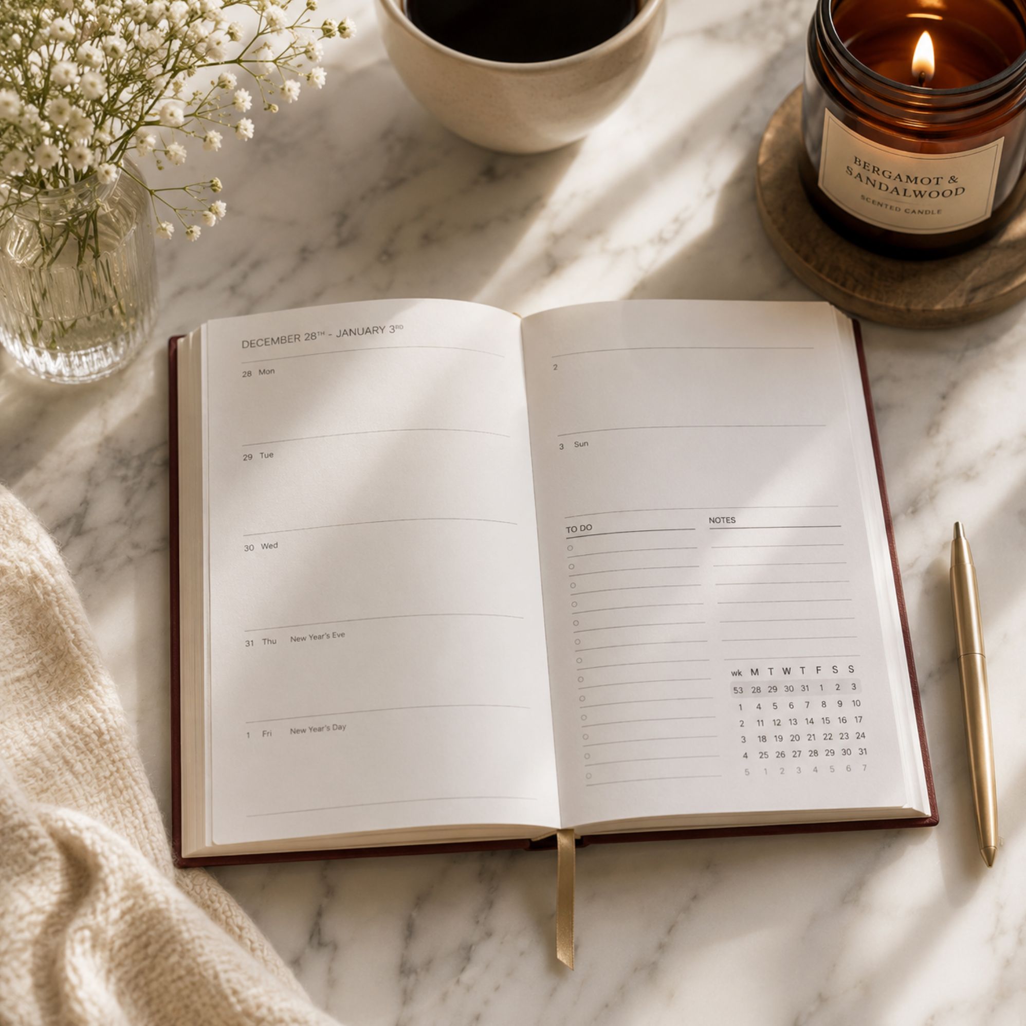 2027 Weekly Planner - Burgundy Flowers