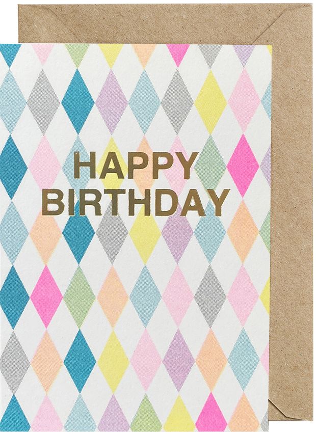Colorful Harlequin Birthday Card