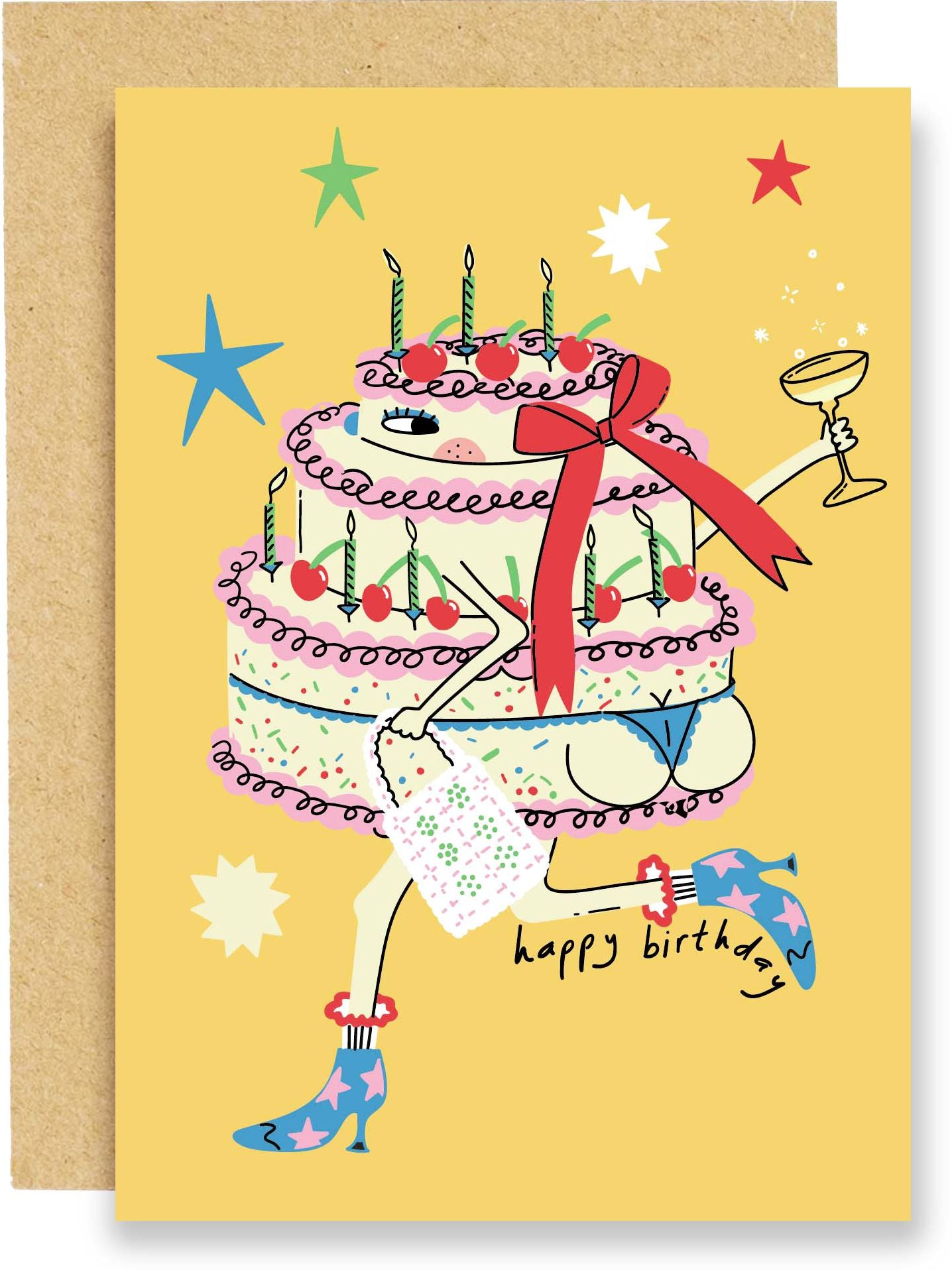 Cake In Boots Birthday Card