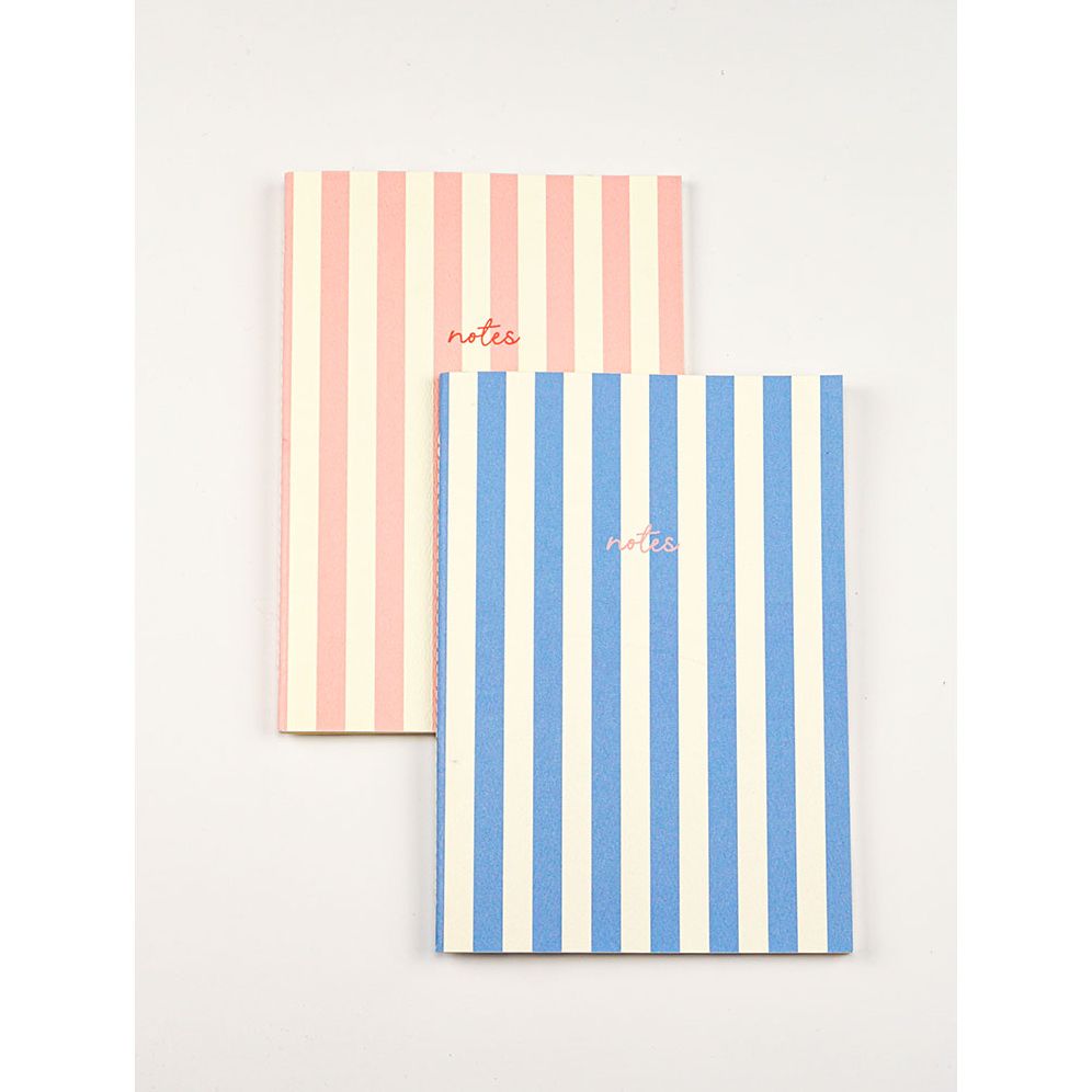 Handmade Striped Notebook 2PK Blue/Pink