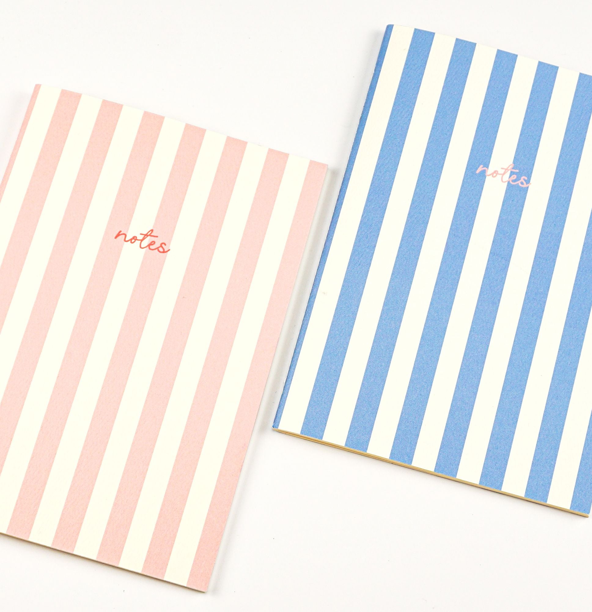 Handmade Striped Notebook 2PK Blue/Pink