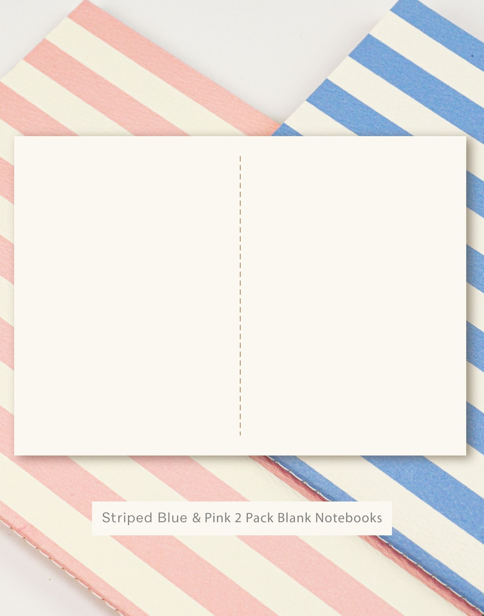Handmade Striped Notebook 2PK Blue/Pink
