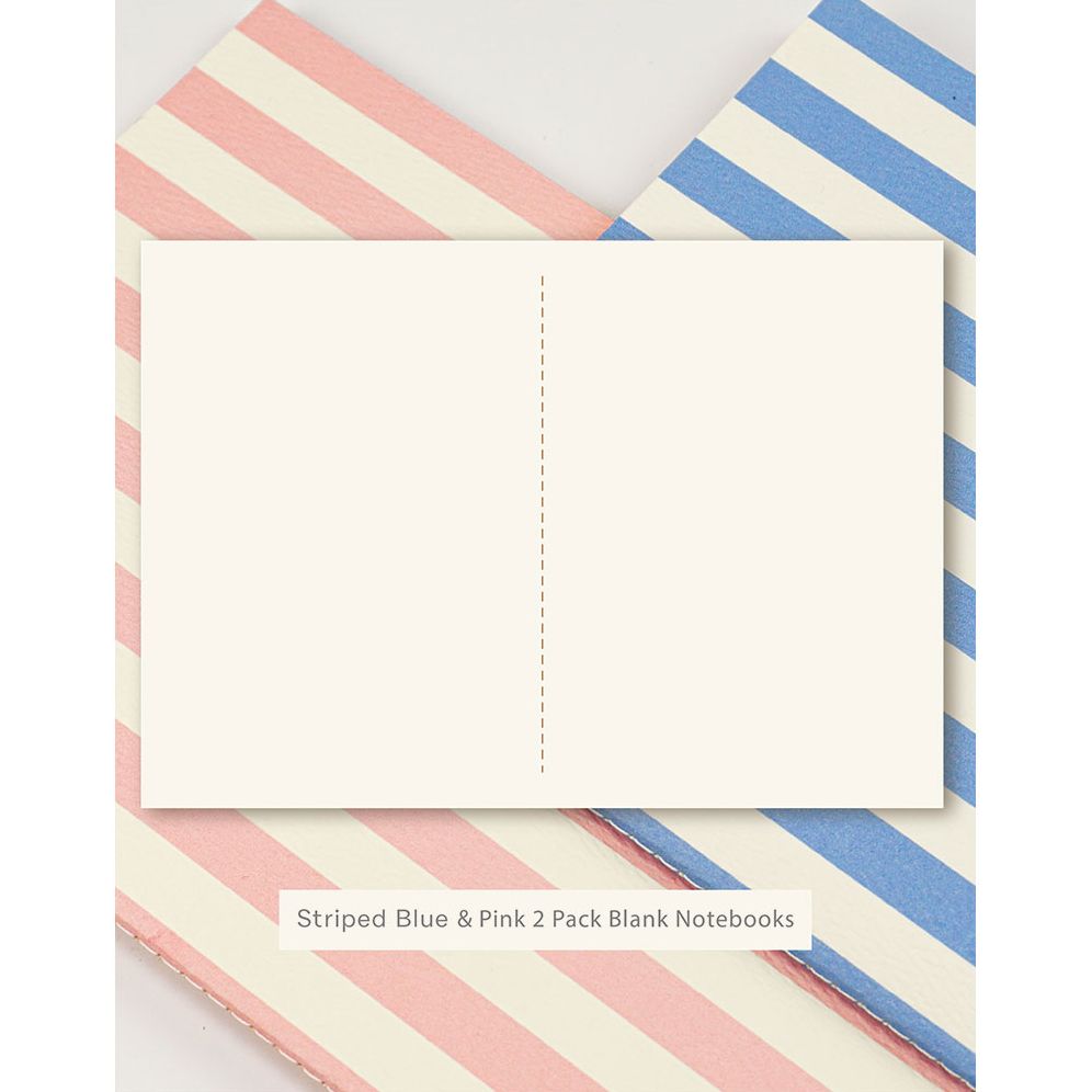 Handmade Striped Notebook 2PK Blue/Pink