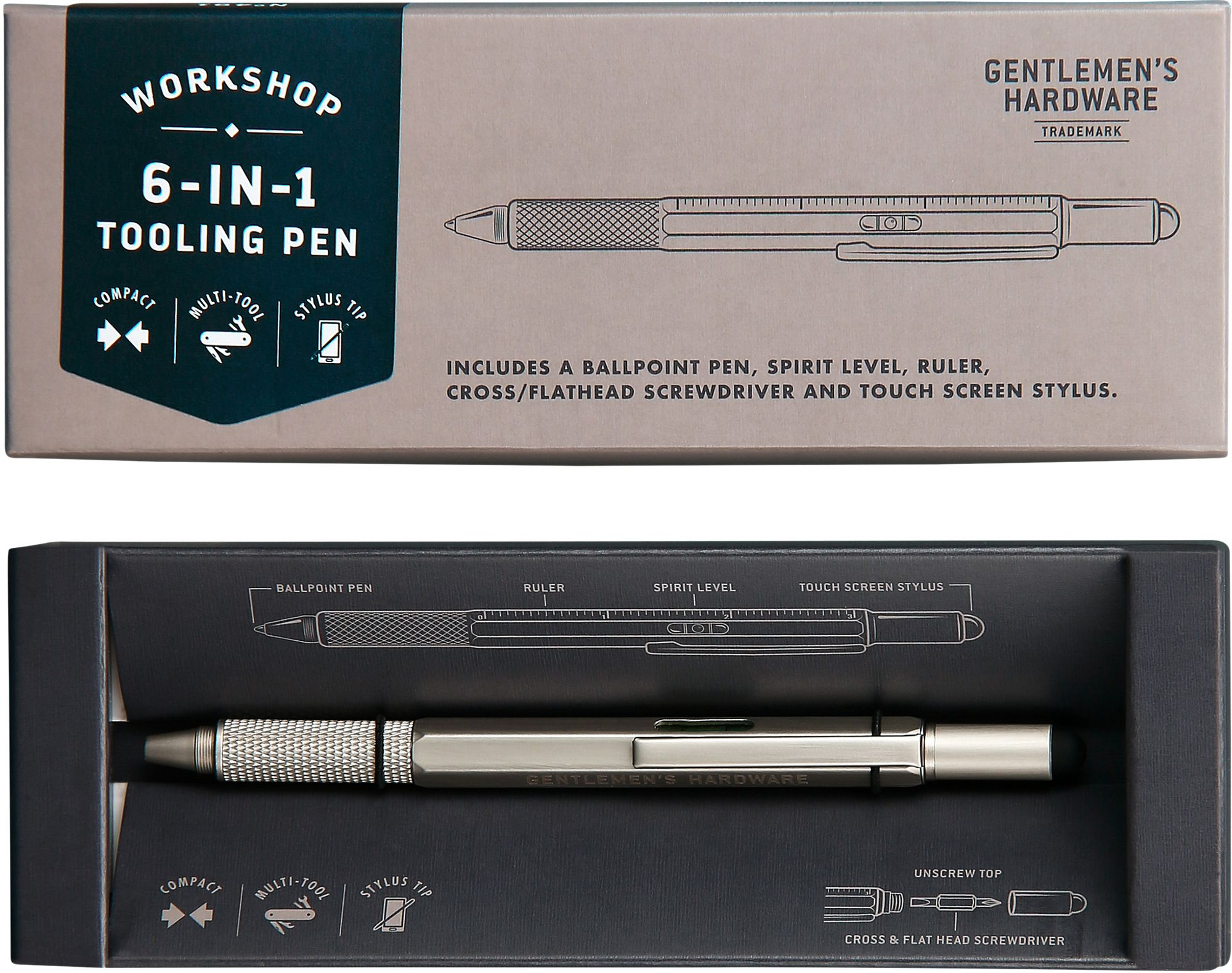 Steel Plated 6-in-1 Multi Tool Pen