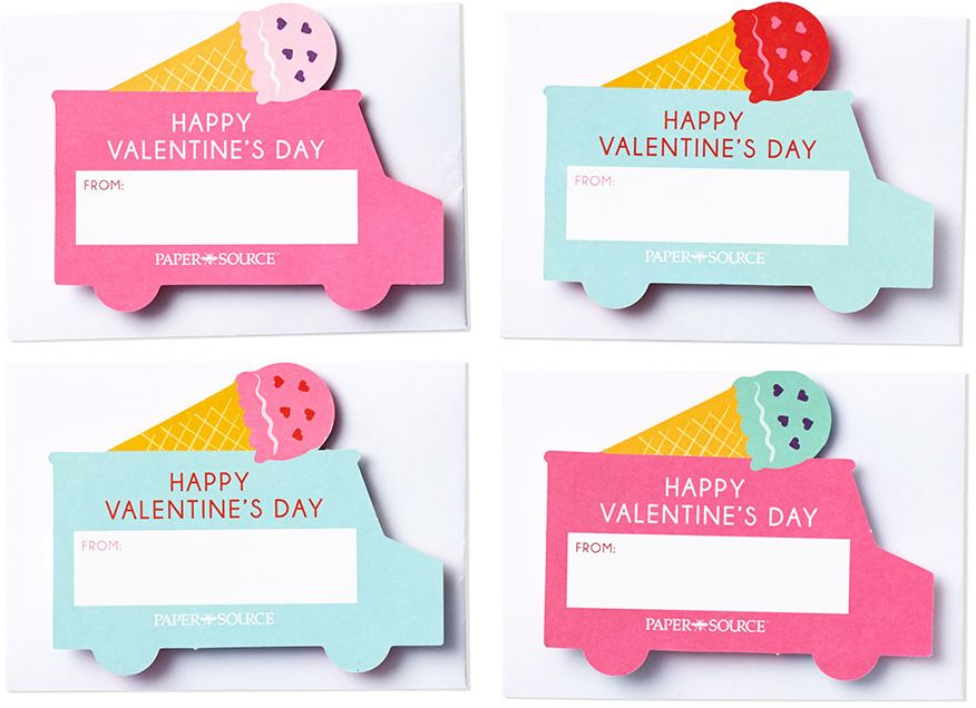 Ice Cream Trucks Classroom Valentine Card Set
