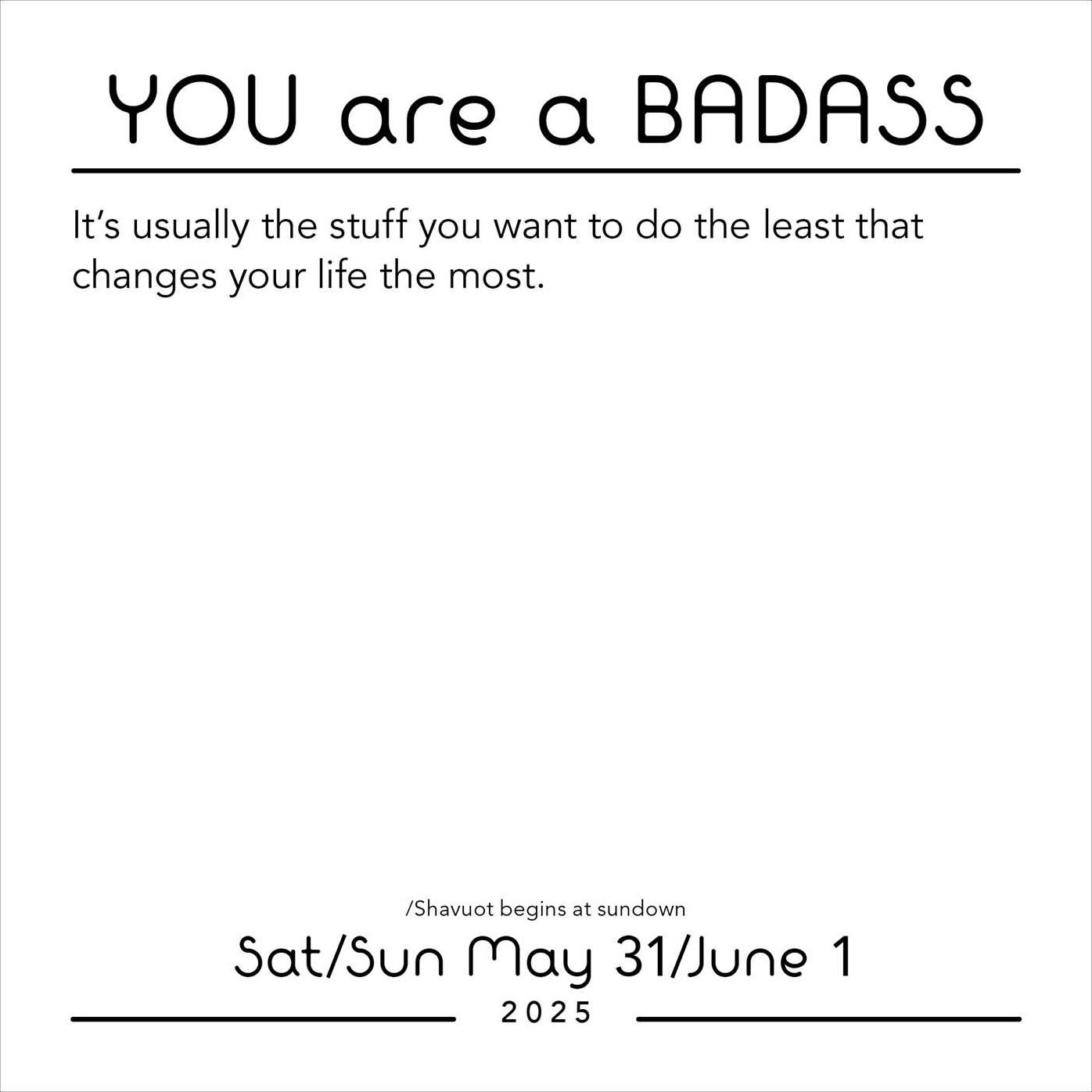 2025 You Are a Badass Day-to-Day Calendar