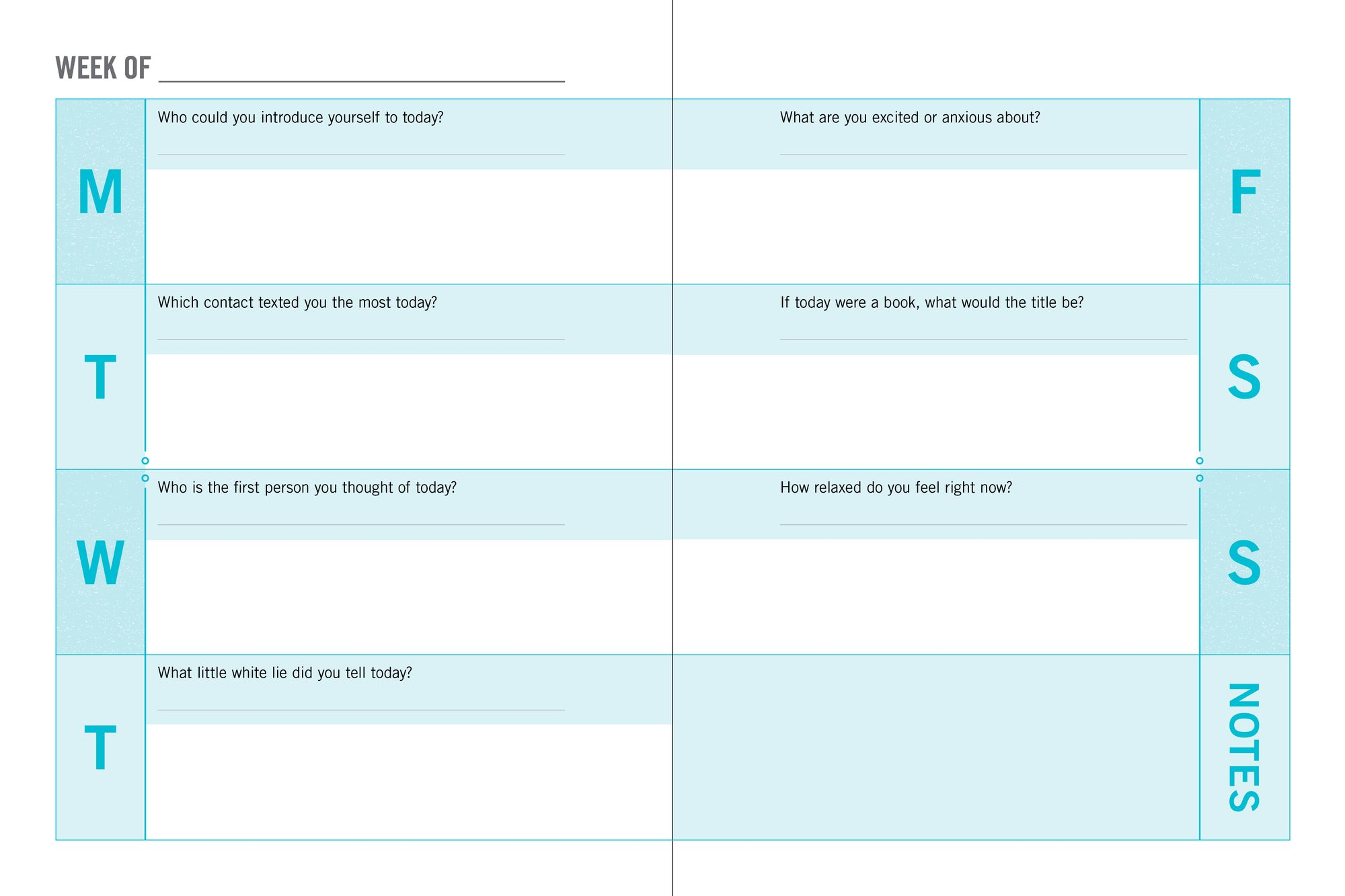 One Question a Day Weekly Planner: 365 Prompts for a Meaningful Year