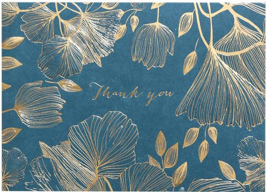Thank You Boxed Notecards Gold Summer Leaves