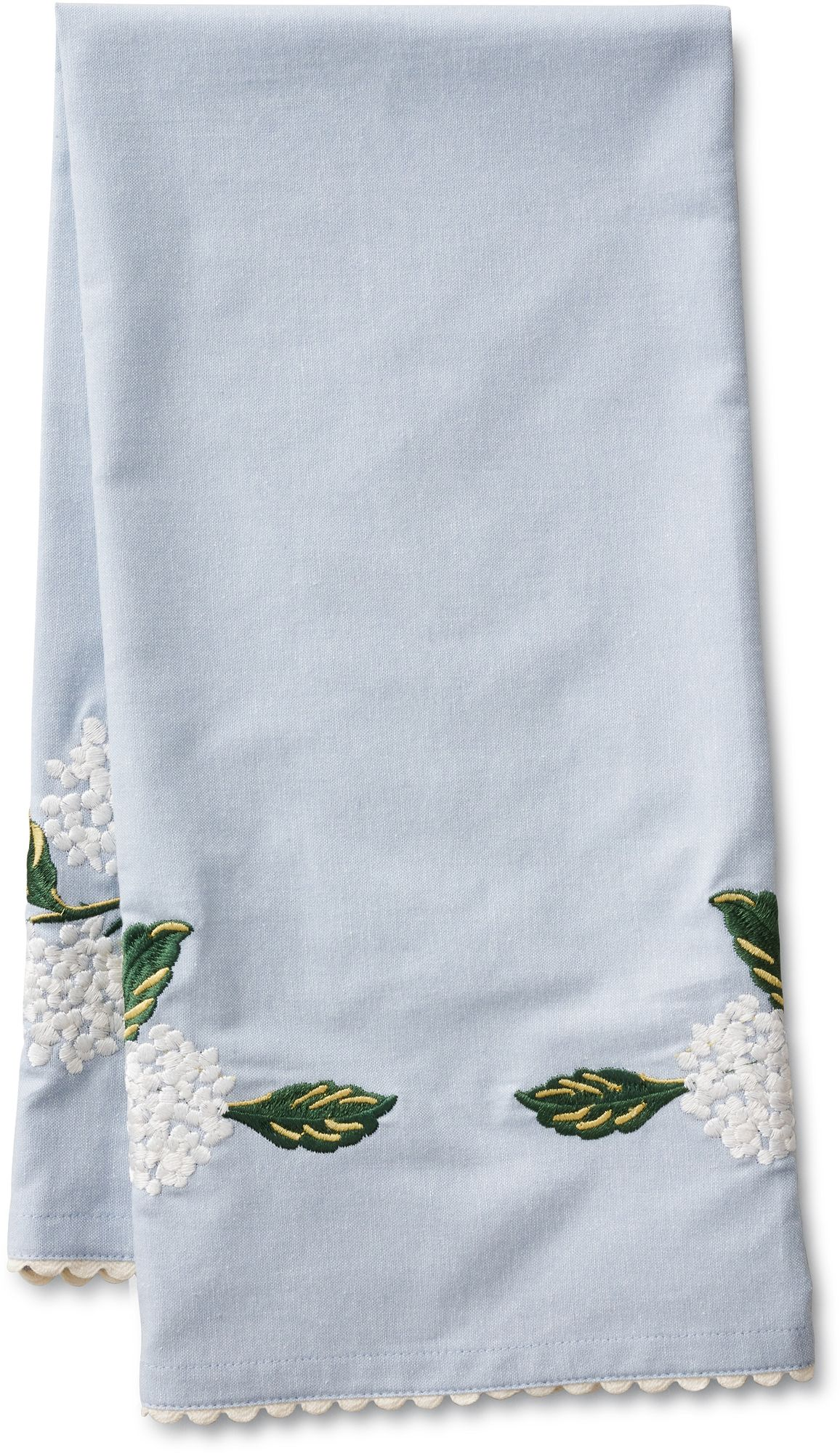 Hydrangea Embroidered Tea Towel