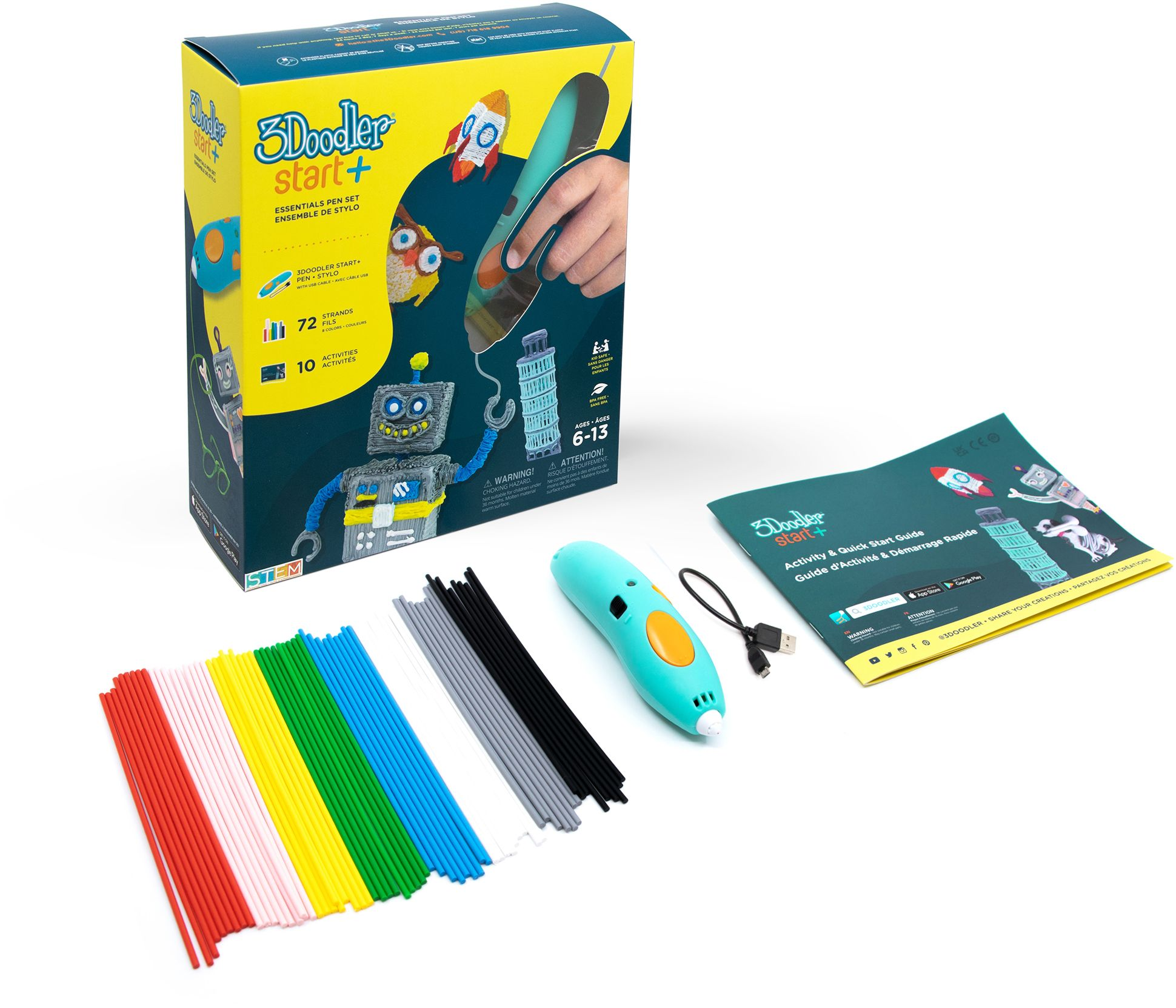 3Doodler Start+ Essentials 3D Pen Set for Kids, Easy to Use, Learn from Home Art Activity Set, Educational STEM Toy for Boys & Girls Ages 6+