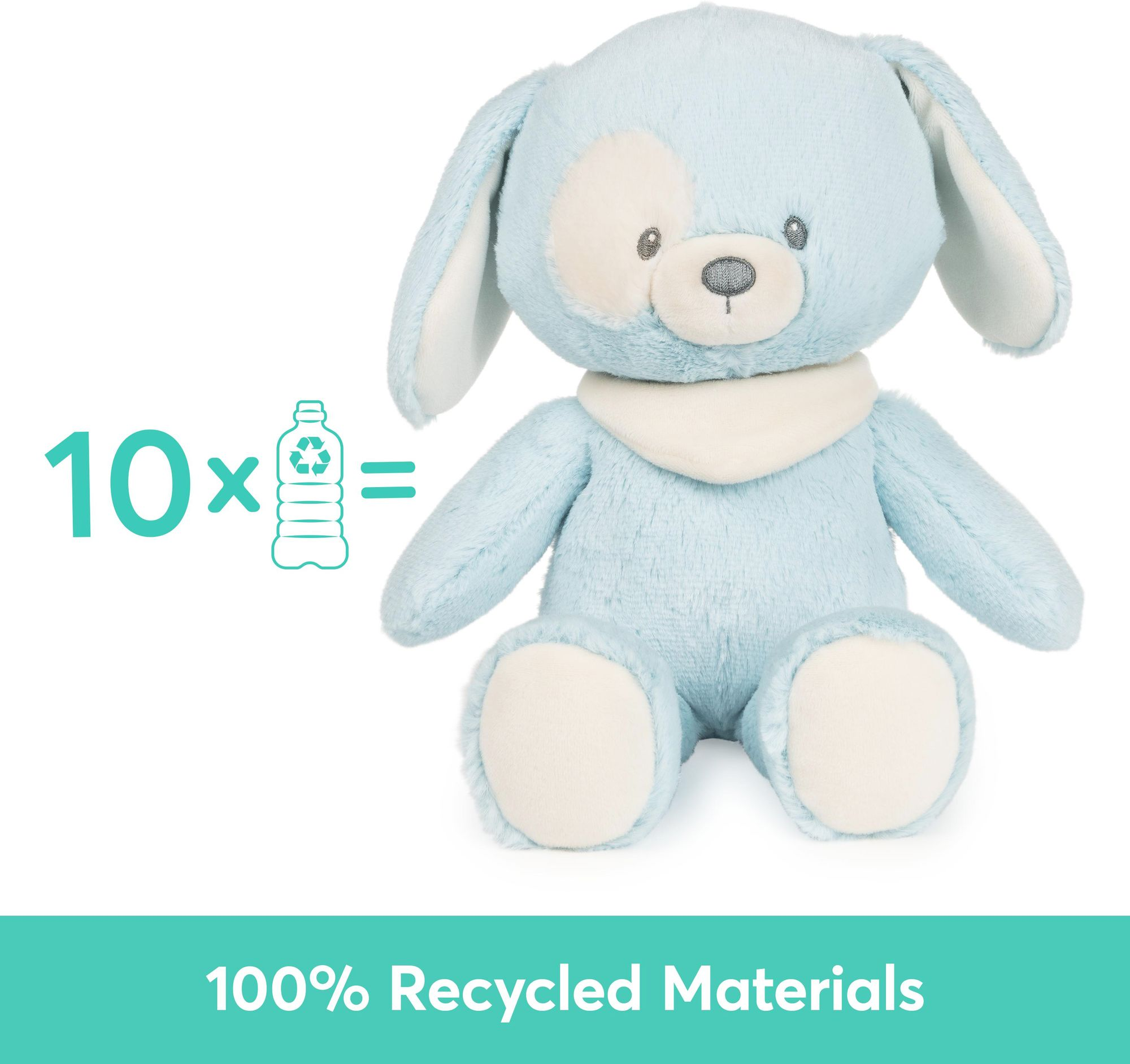 Baby GUND Sustainable Puppy Plush Stuffed Animal Made from Recycled Materials For Babies and Newborns Blue/Cream, 13"