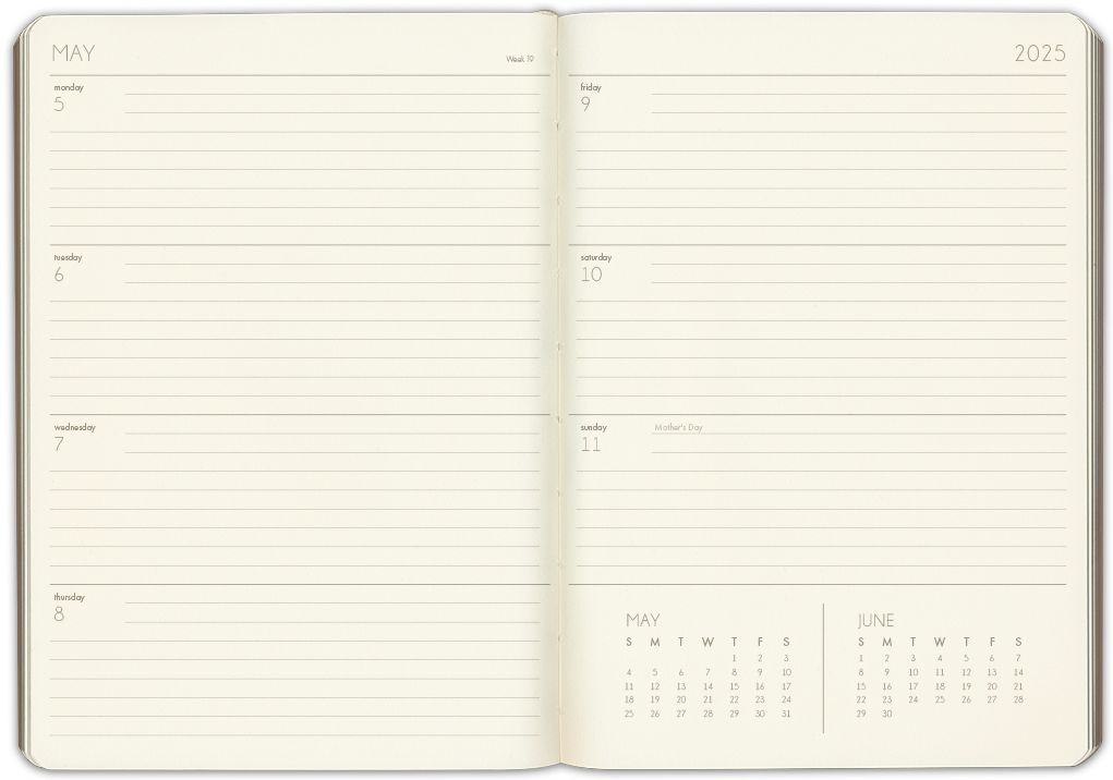 2025 Paper Source Brown Weekly Planner