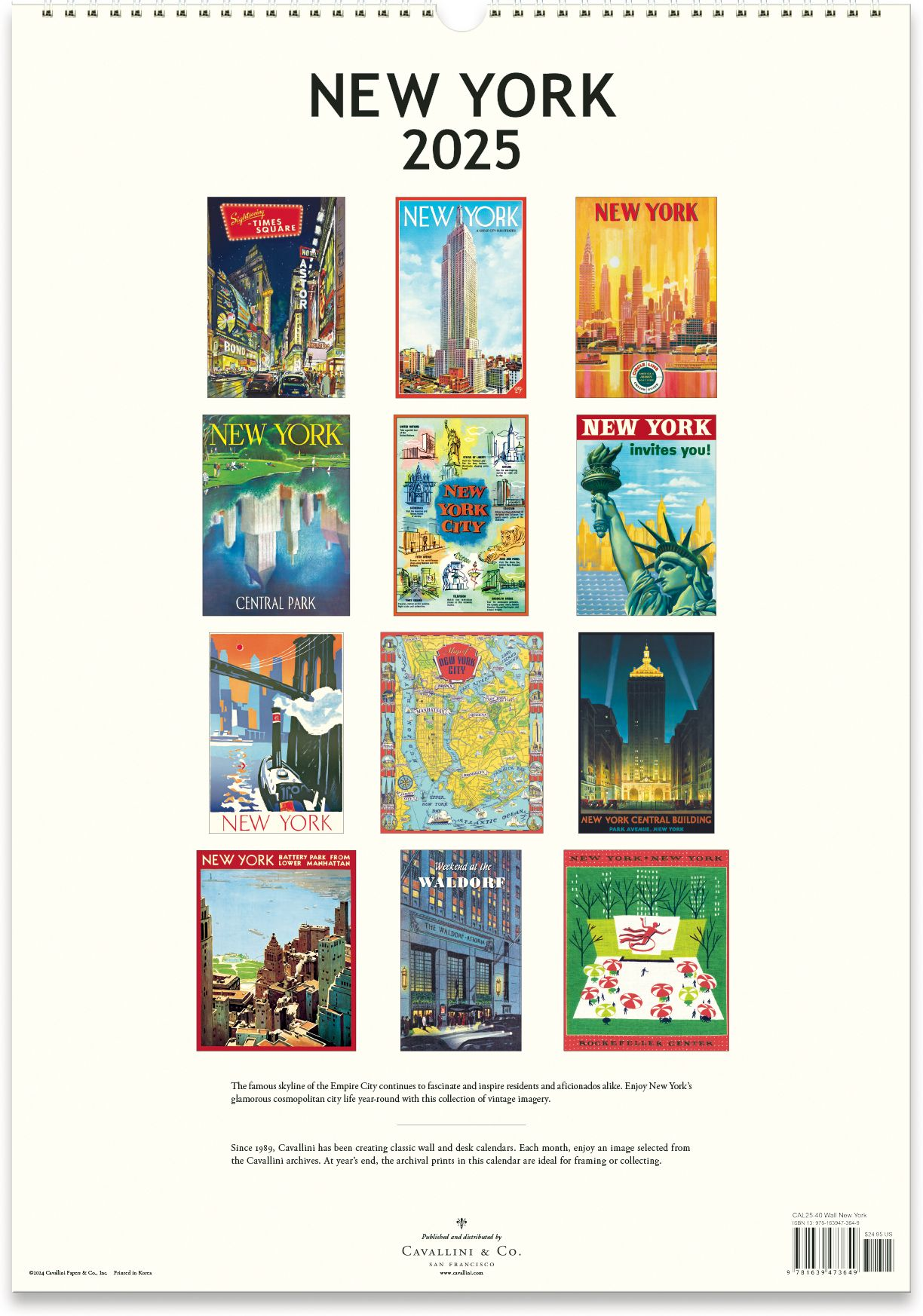 2025 New York Wall Calendar