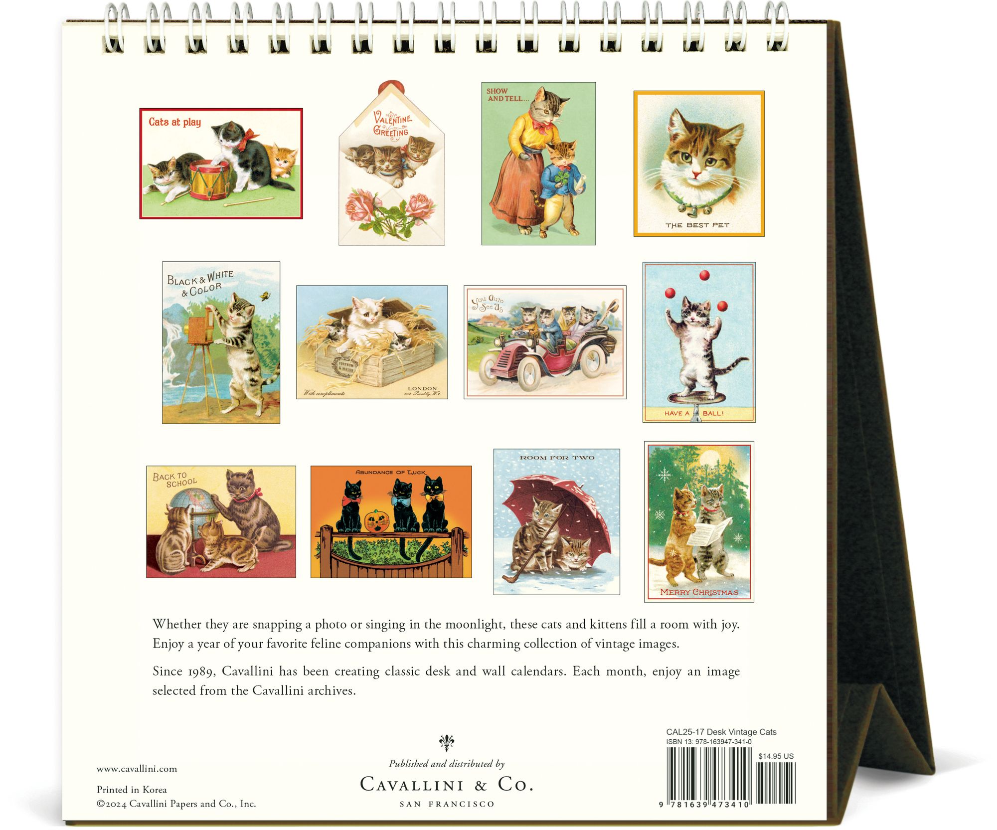 2025 Vintage Cats Desk Calendar