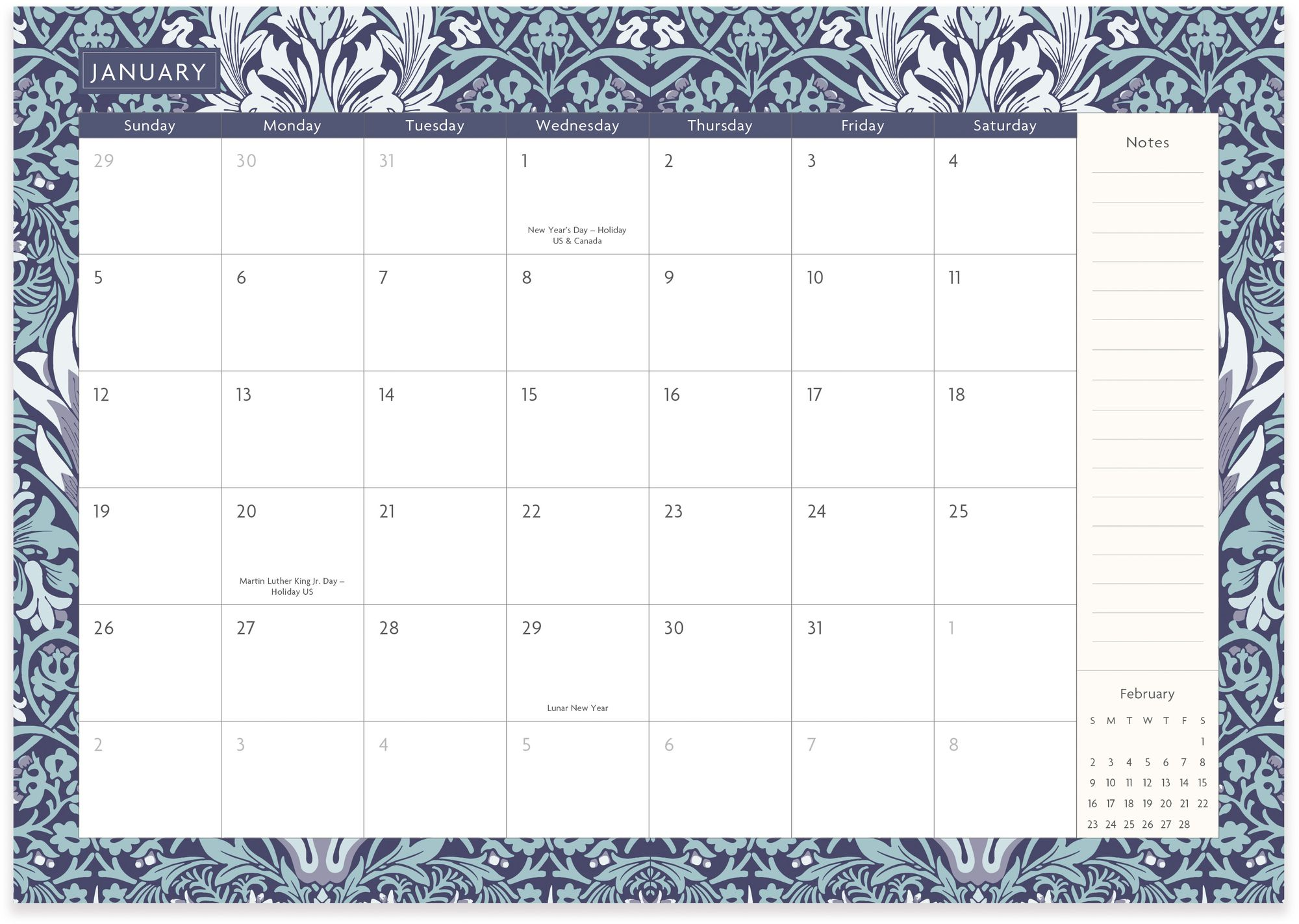 2025 William Morris Embossed Planner