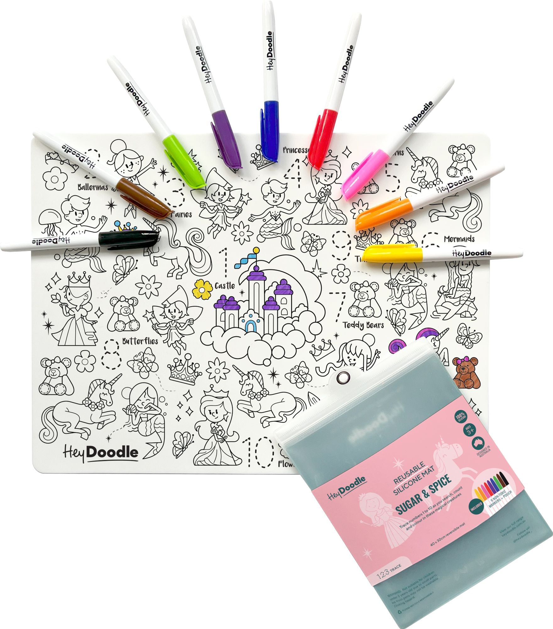 Sugar & Spice Reusable Silicone Colouring Placemat by HeyDoodle