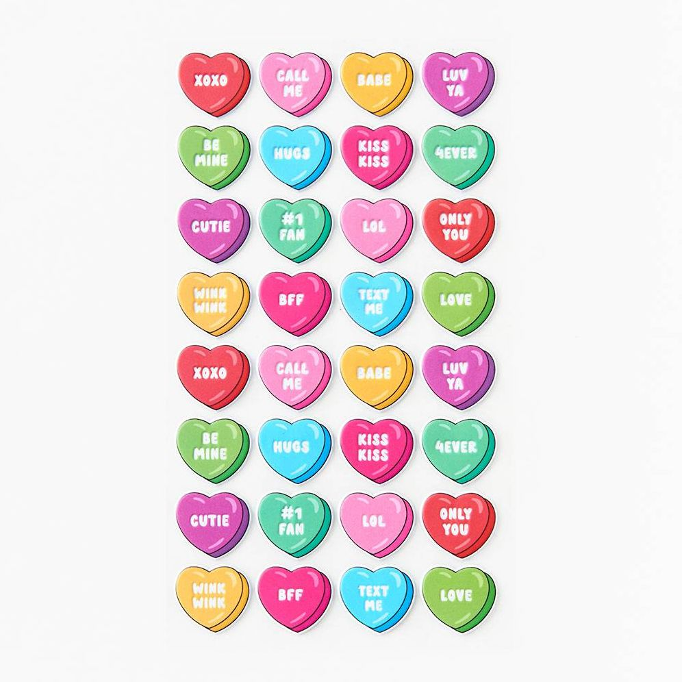 Candy Heart Puffy Stickers