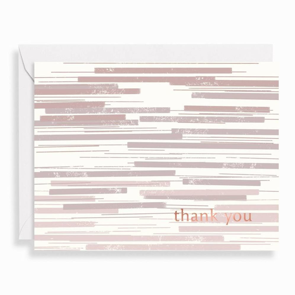 Neutral Stripe Floral Thank You Card Set