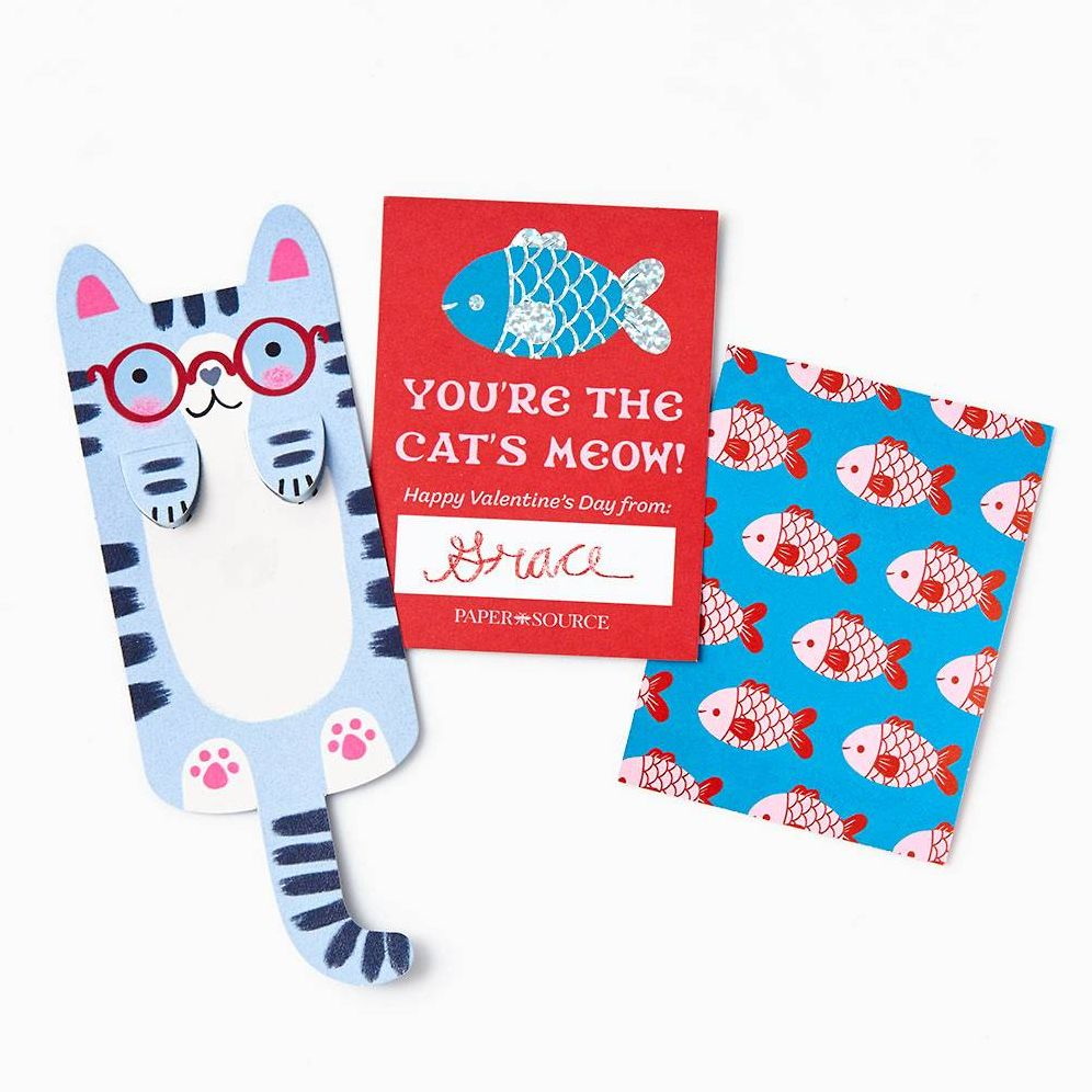 Cat Bookmarks Classroom Valentine Card Set