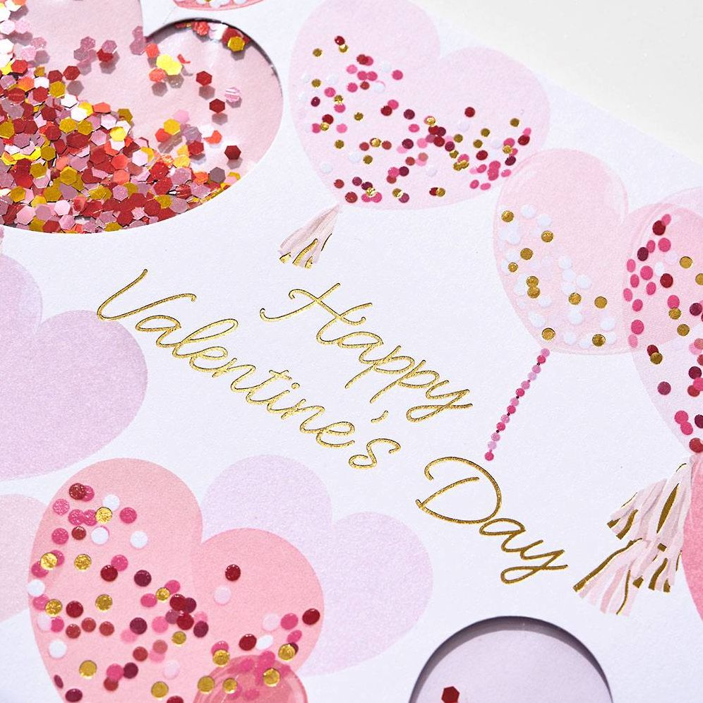Confetti Heart Balloons Valentine Card