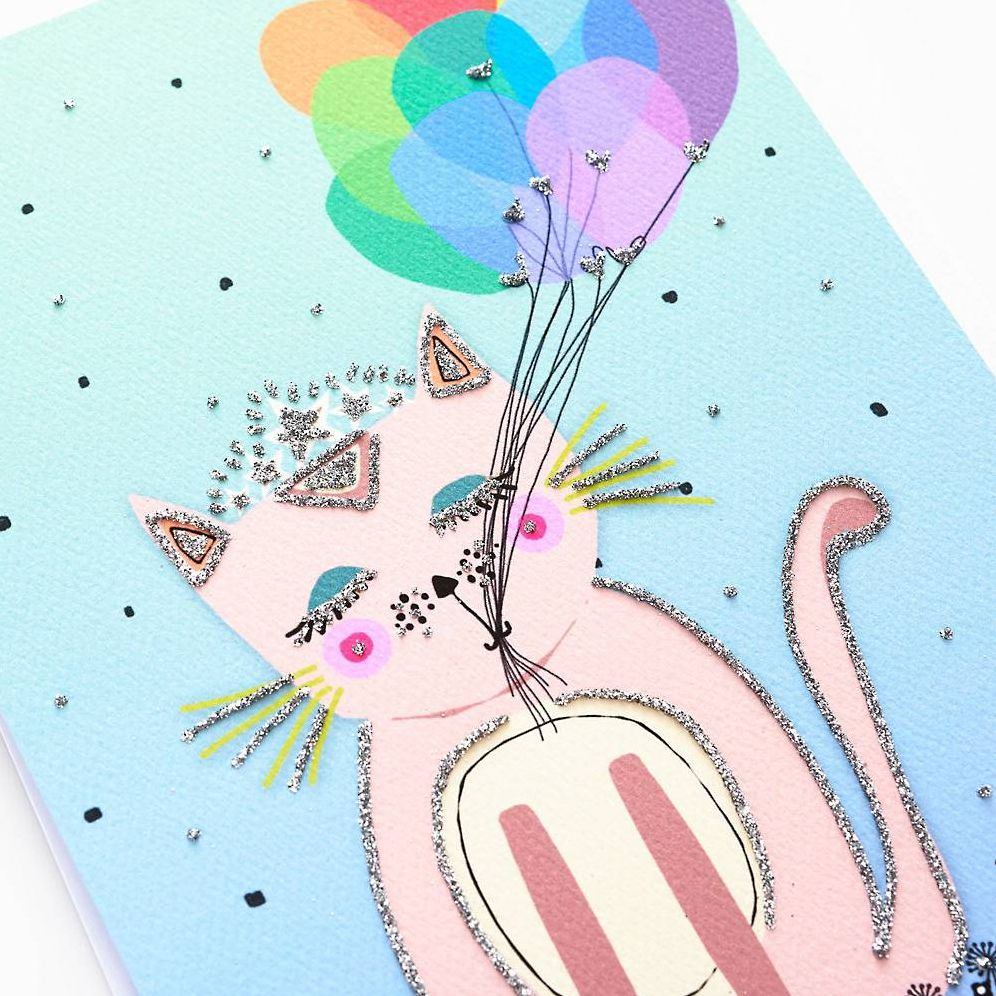 Specialty Glitter Purrfect Birthday Card