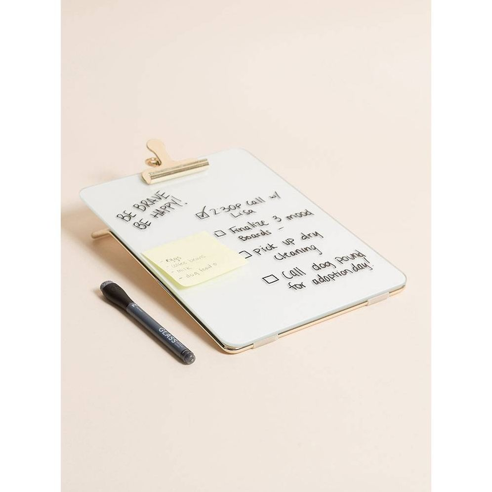 Desktop Gold Glass Dry Erase Board