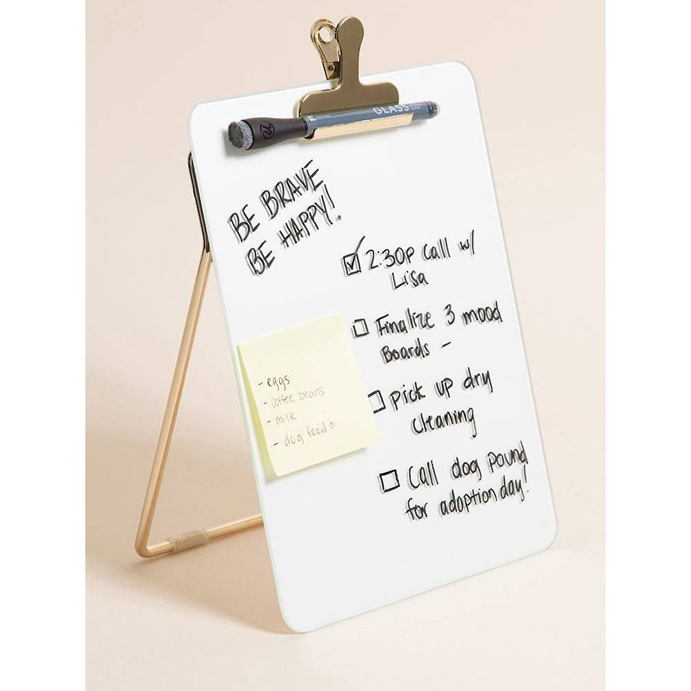 Desktop Gold Glass Dry Erase Board