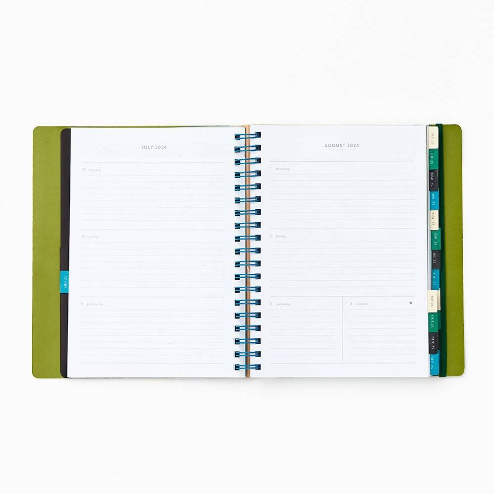 2024-2025 Paper Source Teal Floral Patchwork 17-Month Faux Leather Semi-Concealed Spiral Weekly Planner