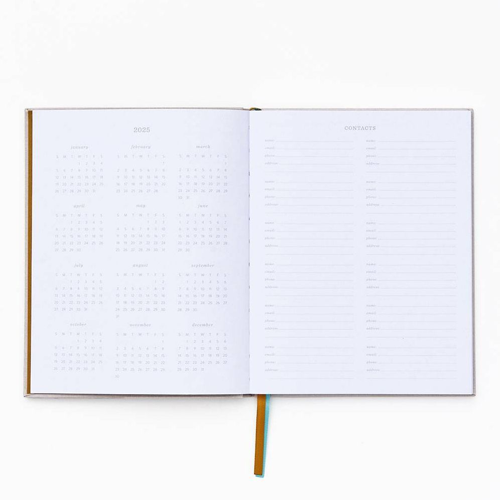 2024-2025 Paper Source Embroidery Arboretum 17-Month Bookcloth Wrapped Flex Cover Weekly Planner