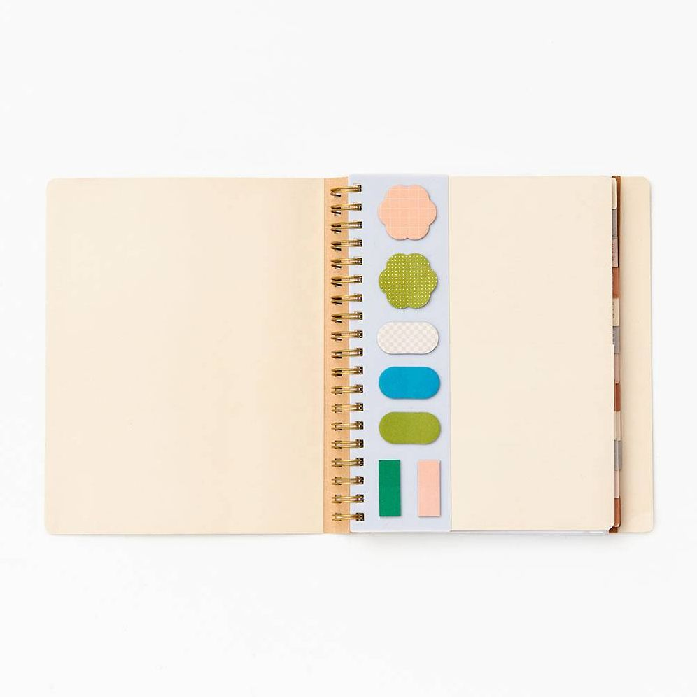 2024-2025 Paper Source Neutral Floral 17-Month Faux Leather Semi-Concealed Spiral Weekly Planner