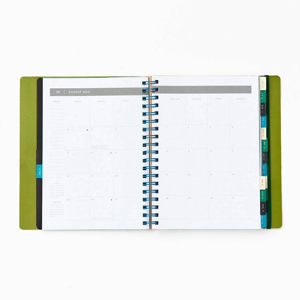 2024-2025 Paper Source Teal Floral Patchwork 17-Month Faux Leather Semi-Concealed Spiral Weekly Planner
