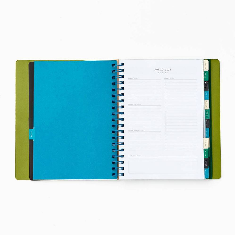 2024-2025 Paper Source Teal Floral Patchwork 17-Month Faux Leather Semi-Concealed Spiral Weekly Planner