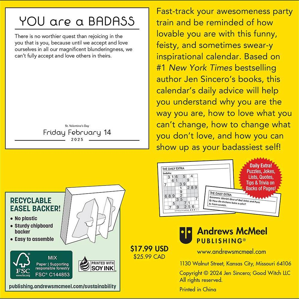 2025 You Are a Badass Day-to-Day Calendar