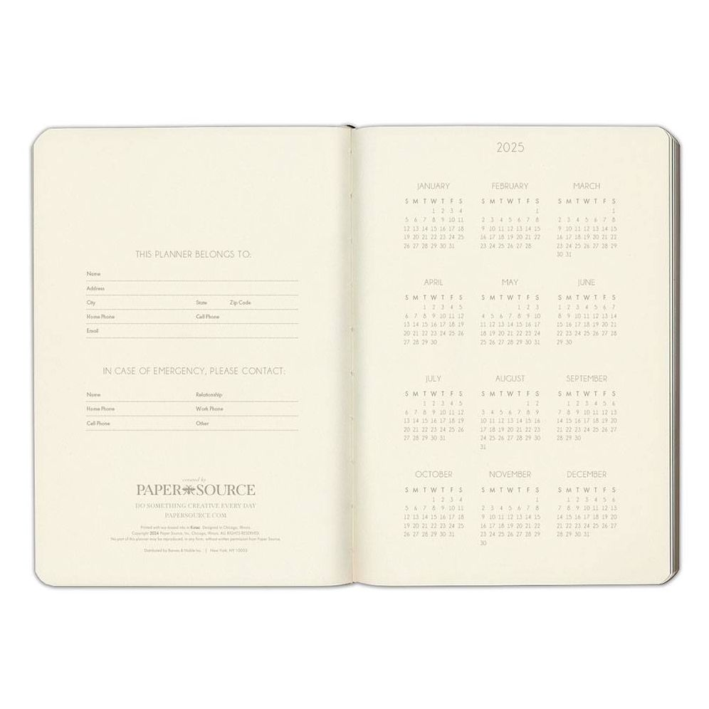 2025 Paper Source Olive Weekly Planner