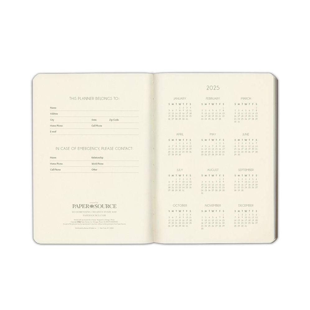 2025 Paper Source Brown Weekly Planner