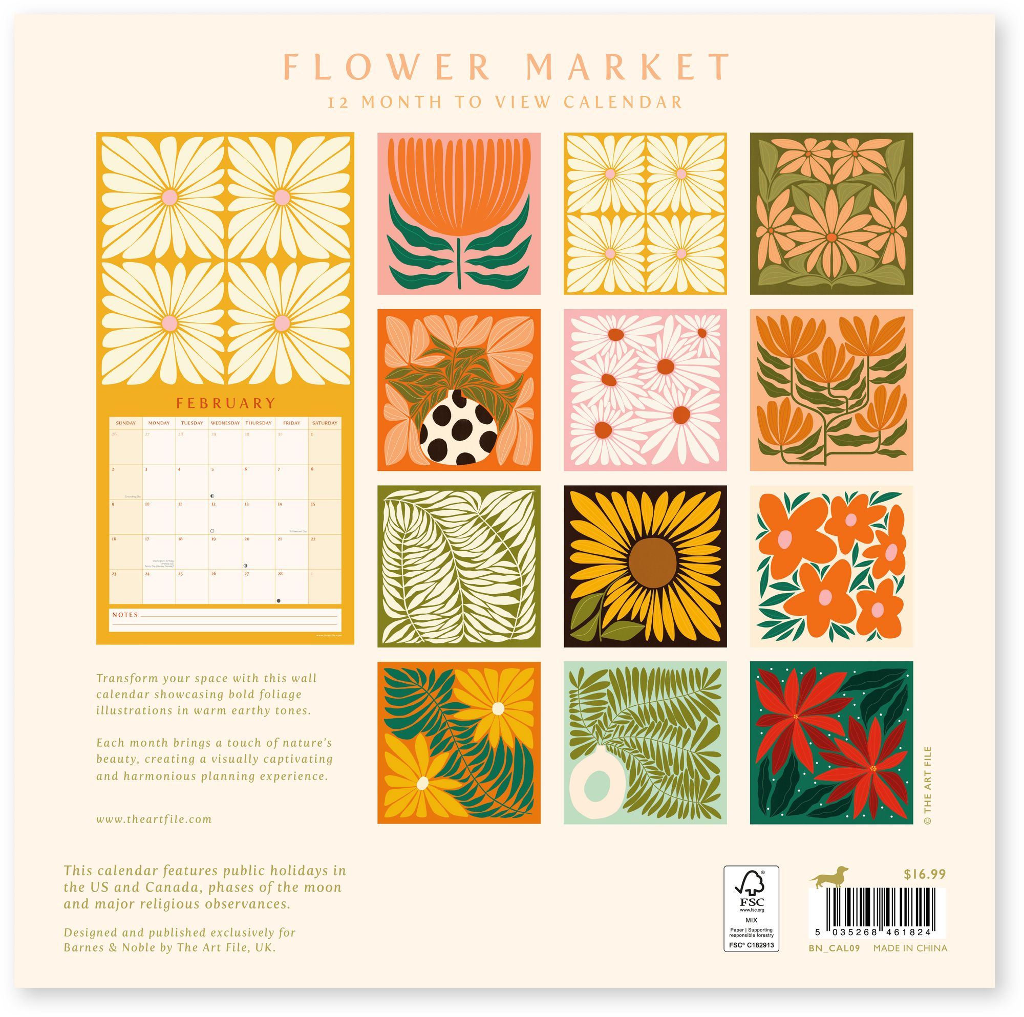 2025 FLOWER MARKET WALL CALENDAR